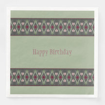 Grönt Mörk Grått och Rosa Blommigt