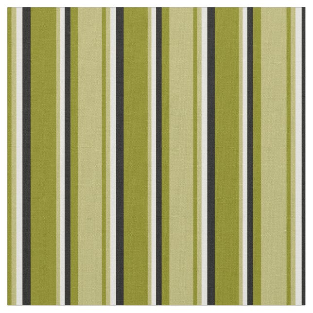 Grönt, Mörk Khaki, Light Gult och Black Linjer Tyg (Närbild)