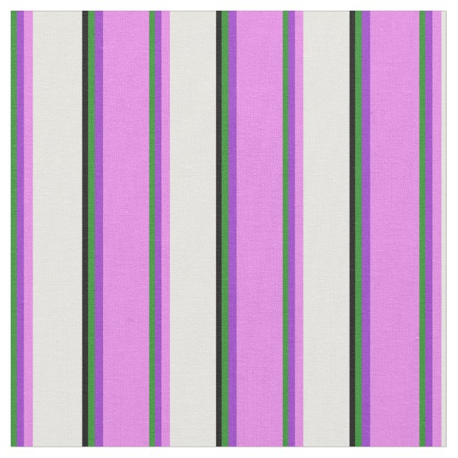 Grönt, Mörk Orchid, Violet, White & Black Tyg (Närbild)