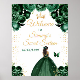 Grönt Mörk Skin Princess Sweet sixteen Welcome Poster