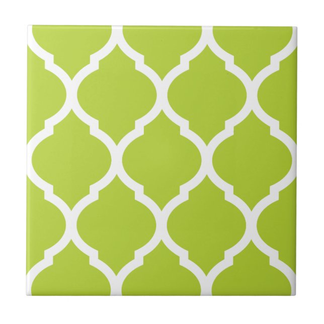 Grönt Moroccan Quatrefoil Patterned Ceramic Tile Kakelplatta (Framsidan)
