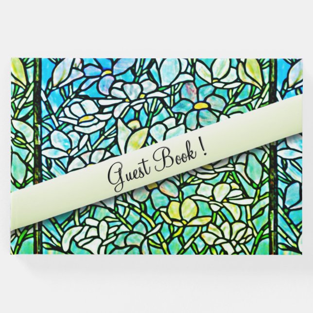 Grönt Mosaic Blommigt Gästböcker (Framsida)