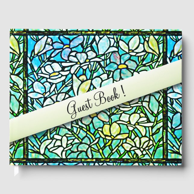 Grönt Mosaic Blommigt Gästböcker (Framsida)