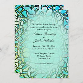 Grönt Mosaic Blommigt Tiles Bröllop Inbjudningar