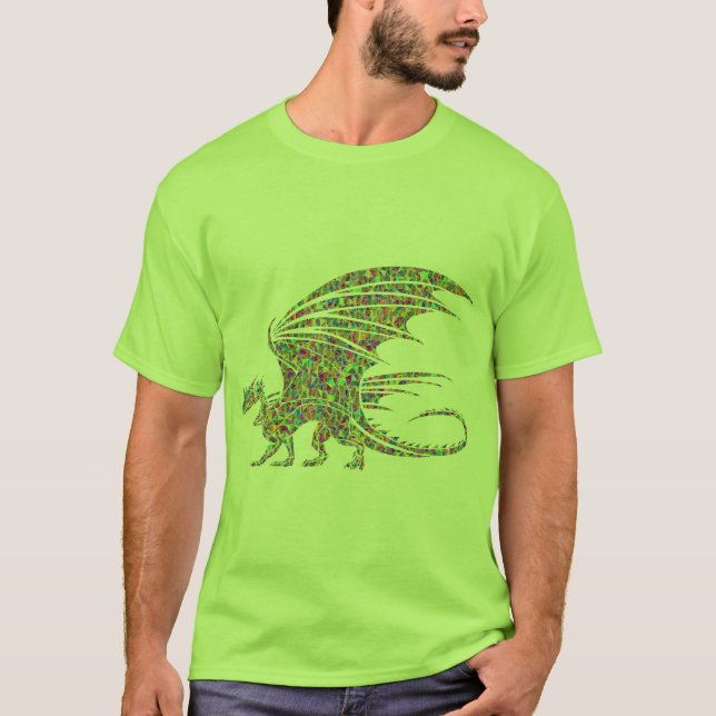 Grönt Mosaic Dragon t-shirt (Framsida)