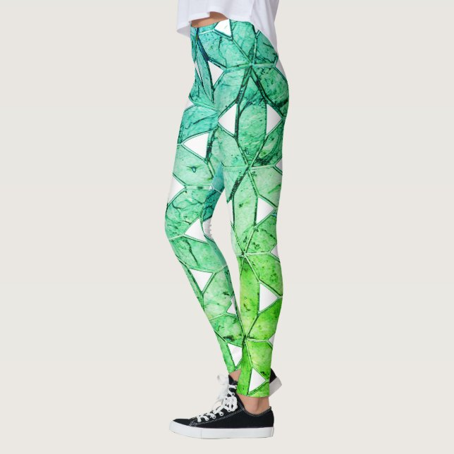 Grönt Mosaic Flower of Life Leggings (Vänster)