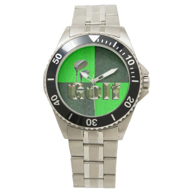 Grönt Mosaic Golf Klubbs, Manar Wristwatch Armbandsur (Framsida)