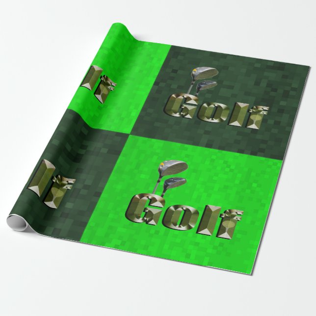 Grönt Mosaic Golf Klubbs, Wrapping Papper Presentpapper (Utrullad)
