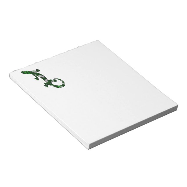 Grönt Mosaic Mönster Gecko Lizard Reptile Art Anteckningsblock (Vinklad)