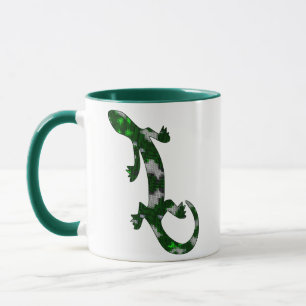 Grönt Mosaic Mönster Gecko Lizard Reptile Art Mugg