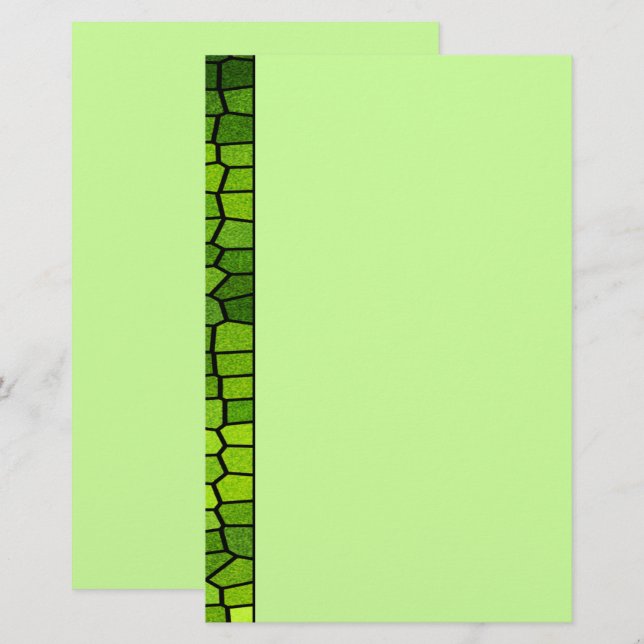 Grönt Mosaic Stationery Brevpapper (Fram/baksida)