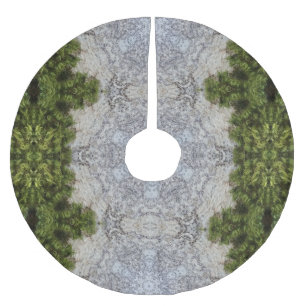 Grönt Moss & Earth Nature Art Julgransmatta Borstad Polyester