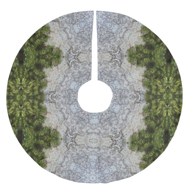 Grönt Moss & Earth Nature Art Julgransmatta Borstad Polyester (Framsidan)