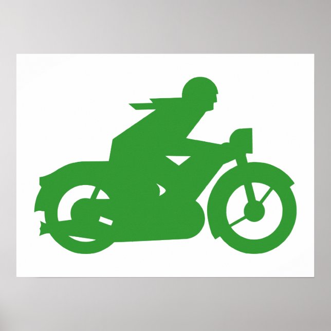 Grönt motorcyklistskylt poster (Framsidan)