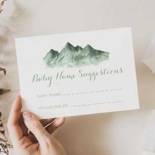 Grönt Mountain Land Baby Namn förslagskort Visitkort