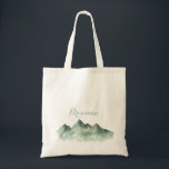 Grönt Mountain Land Calligraphy Bridesmaid Tygkasse<br><div class="desc">Den här kalligrafbriderna land i grönt i påsen är en gåva från bröllop i perfekt för att presentera dina brudtärnor och maid of honor för ett rustiskt bröllop. Utformningen har ett vattenfärgsfärgat,  handmålat grönt,  som inspirerar till ett landskapstema.</div>