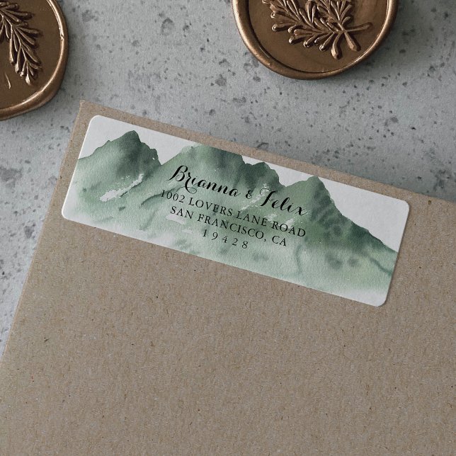 Grönt Mountain Land Return-adressetikett Returadress Etikett (Skapare uppladdad)