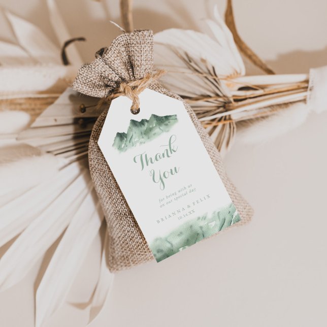 Grönt Mountain Landsbyggsbröllop Tack Presentetikett (Skapare uppladdad)