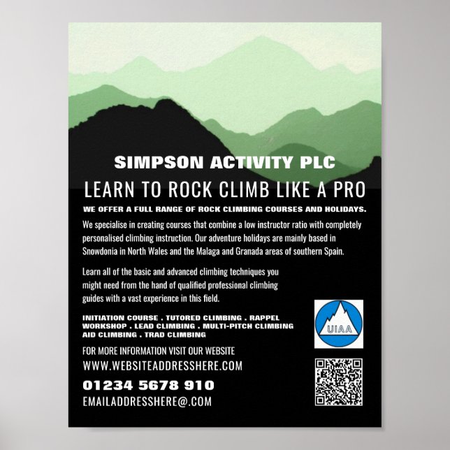 Grönt Mountain Ligcape, Hiking & Climate Advert Poster (Framsidan)