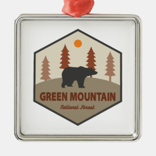 Grönt Mountain National Forest Bear Julgransprydnad Metall