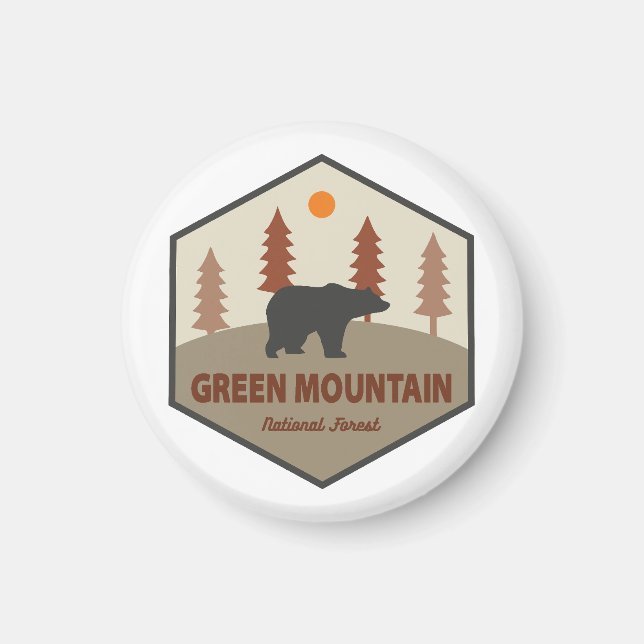 Grönt Mountain National Forest Bear Magnet (Framsidan)