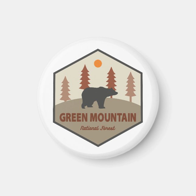 Grönt Mountain National Forest Bear Magnet (Framsidan)