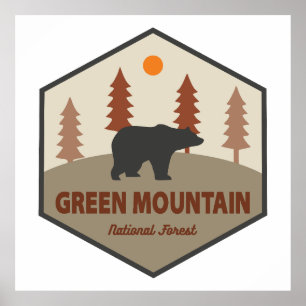 Grönt Mountain National Forest Bear Poster