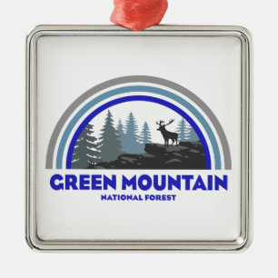 Grönt Mountain National Forest Rainbow Hjort Julgransprydnad Metall