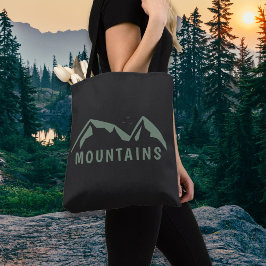 Grönt Mountains Black Tote Bag Tygkasse