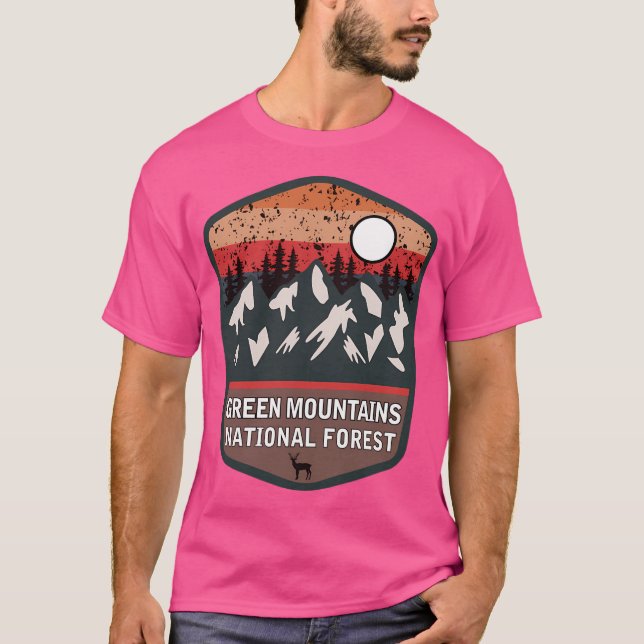 Grönt Mountains National Forest Active T Shirt (Framsida)