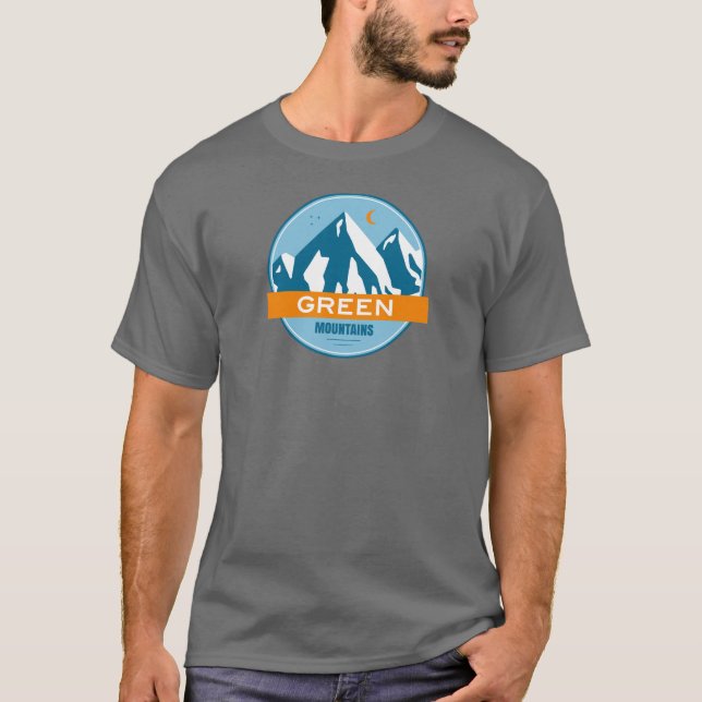 Grönt Mountains Vermont T Shirt (Framsida)