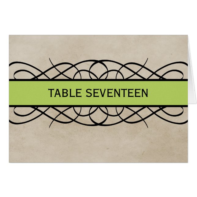 Grönt Mourous Gräns Bordsnummer Card Hälsningskort (Framsidan Horizontal)