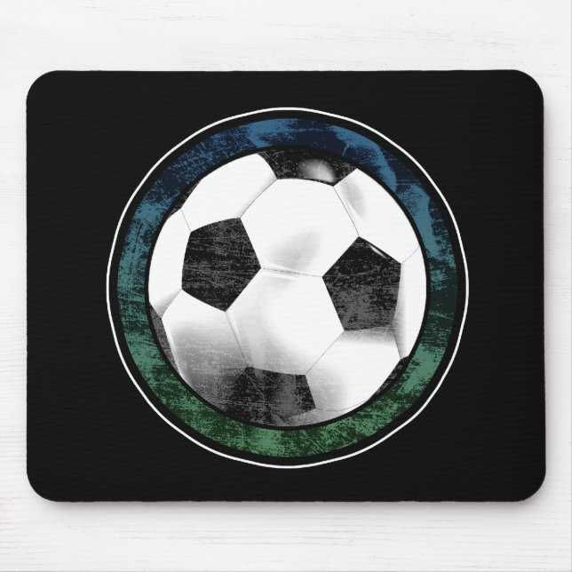 Grönt Mousepad för fotbollEmblemblått Musmatta (Framsidan)