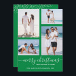 Grönt - multifoto till jul julkort<br><div class="desc">Ladda upp fyra favoritfoton till det här julfotokortet som innehåller hälsning i chic med text på ett helgdag av grönten vid jul (eller i färg). Välj Projektionsyta för tyngsta pappra och HD-kvalitet för bästa fotokvalitet. MERA FÄRG gjorde för dig i vår affär.</div>
