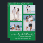 Grönt - multifoto till jul julkort<br><div class="desc">Ladda upp fyra favoritfoton till det här julfotokortet som innehåller hälsning i chic med text på ett helgdag av grönten vid jul (eller i färg). Välj Projektionsyta för tyngsta pappra och HD-kvalitet för bästa fotokvalitet. MERA FÄRG gjorde för dig i vår affär.</div>