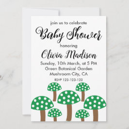 Grönt Mushroom Girl Baby Shower Inbjudningar