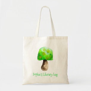 Grönt Mushroom Toadstool bibliotek Tote Bag Tygkasse