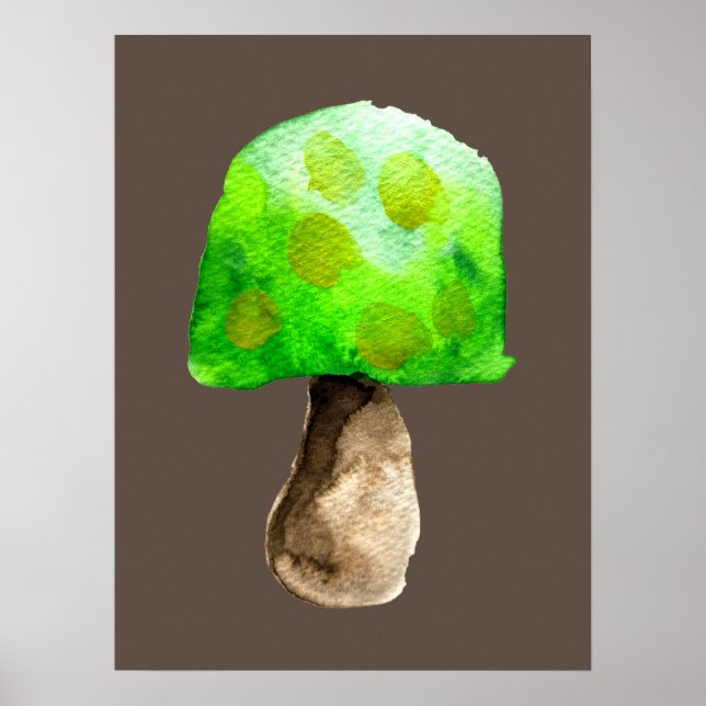 Grönt Mushroom vattencolor gullsvampar Poster (Framsidan)