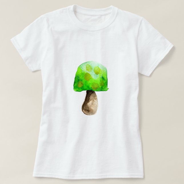 Grönt Mushroom vattencolor gullsvampar T Shirt (Design framsida)