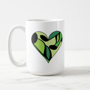 Grönt Music Note Patterned Heart Mugg