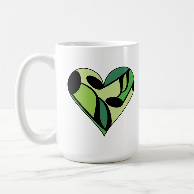 Grönt Music Note Patterned Heart Mugg (Vänster)