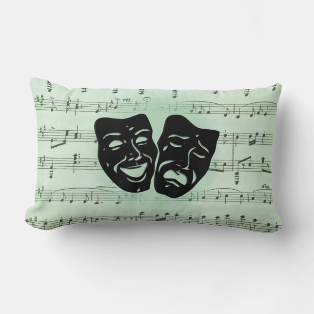 Grönt Music och grekiska teater Mask Solid Grönt Lumbarkudde (Framsida)