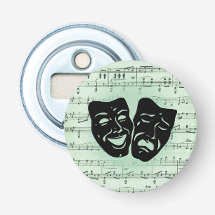 Grönt Music och grekiska teatermasker Flasköppnare
