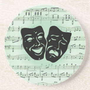 Grönt Music och grekiska teatermasker Underlägg