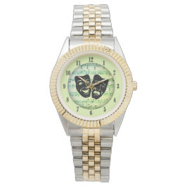 Grönt Music och teatermasker Armbandsur