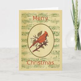 Grönt Musik i julklapp - Red Bird Cardinal Helgkort