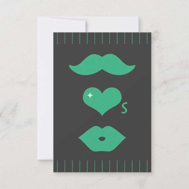 Grönt Mustache Bröllop OSA Kort (Framsida)