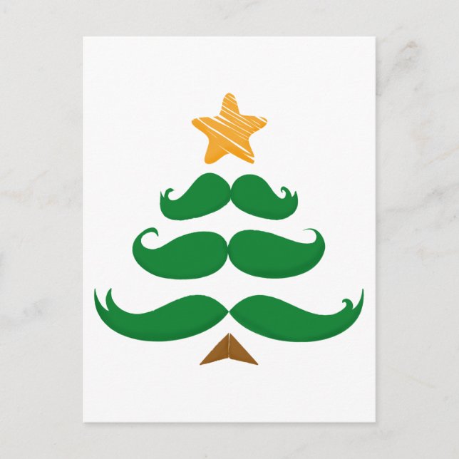 Grönt Mustache Träd Helg Vykort (Framsida)