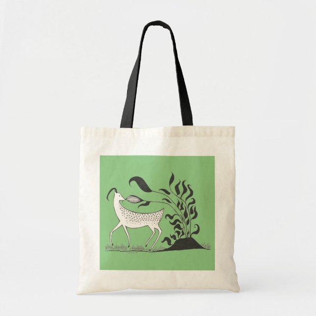 Grönt Mycenaean Grekiska inspired Goat Tote Bag Tygkasse (Framsidan)
