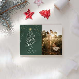 Grönt Mycket God jul Träd-familjen Porträtt Julkort